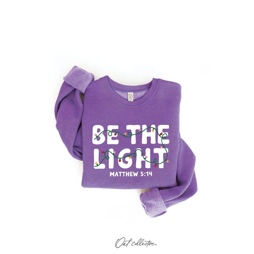 NEW OAT COLLECTIVE unisex be the light graphic sweatshirt in heather purple